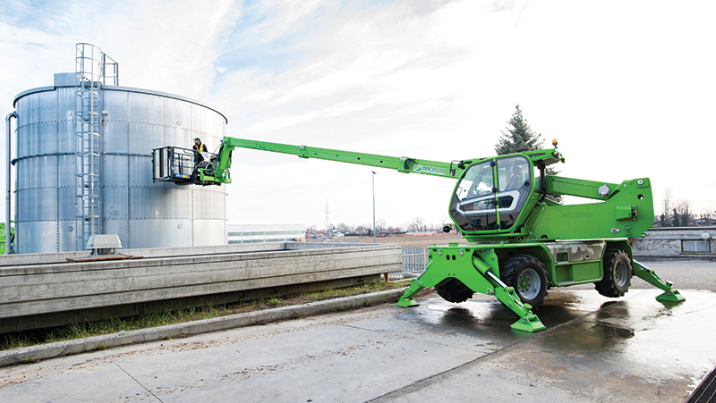 Telehandlers are prized for their flexibility on-site, whether moving material or putting workers in place with a platform.