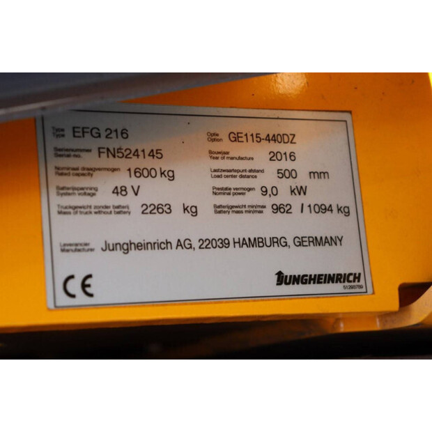2016 Jungheinrich EFG 216-39568417
