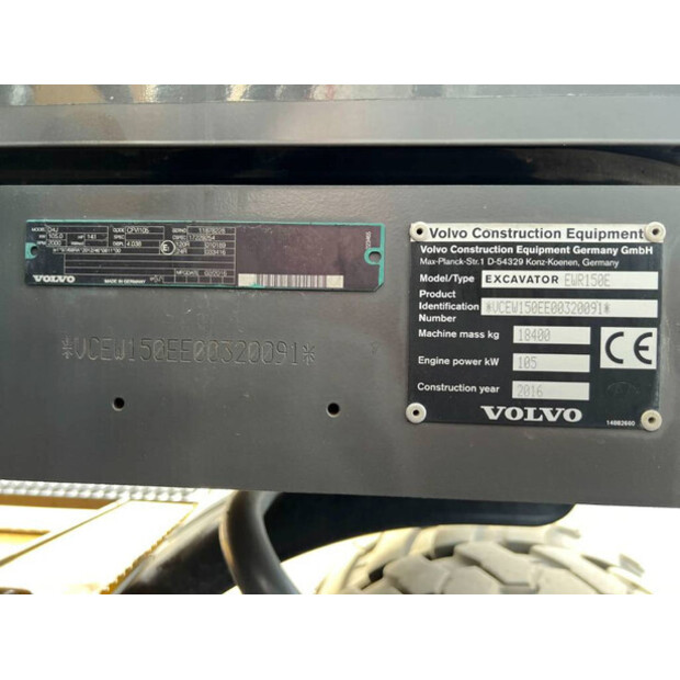 2016 Volvo EWR150E-40190219