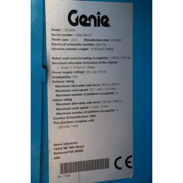 2001 Genie GS2668-40322697
