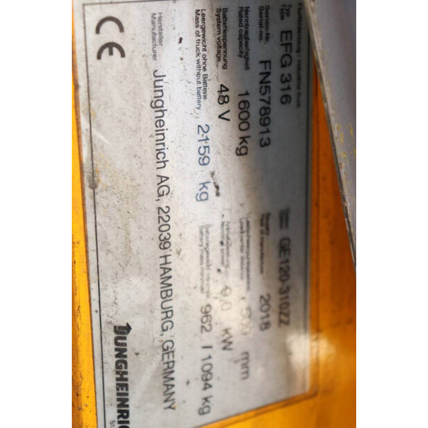 2018 Jungheinrich EFG 316-40660483