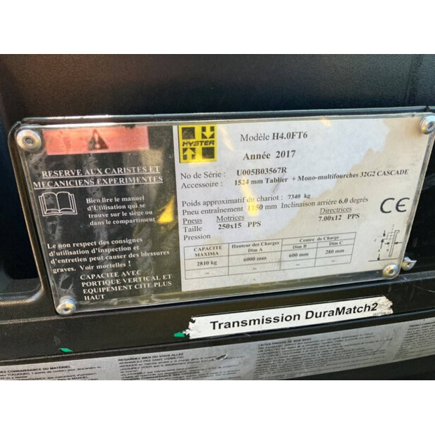 2017 Hyster H4.0FT6-41013356
