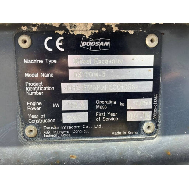 2015 Doosan DX170W-5-41079805
