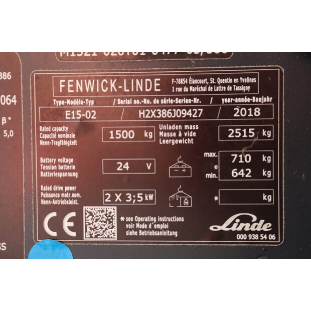 2018 Linde E15-02-41115507