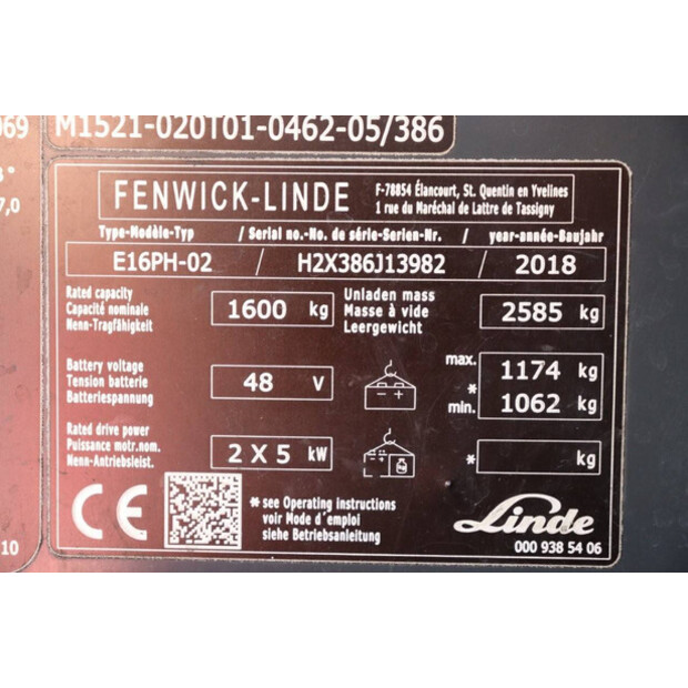 2018 Fenwick-Linde E16PH-02-41115657