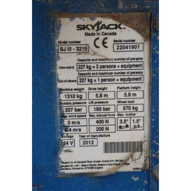 2012 SkyJack SJIII-3219-41117893