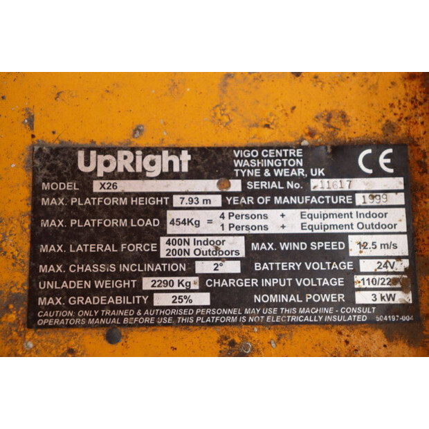 1999 UPRIGHT X26-41124099