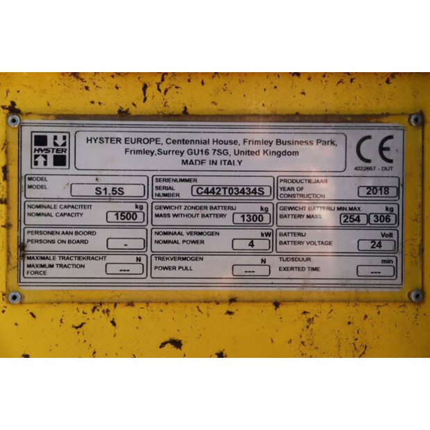 2018 Hyster S1.5S-41124133