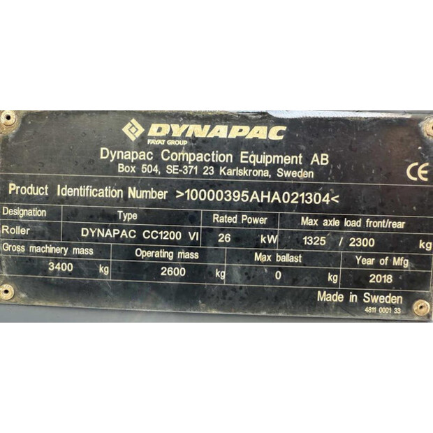 2018 DYNAPAC CC1200 VI-41308405