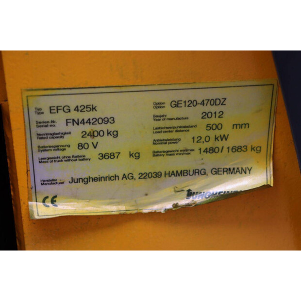 2012 Jungheinrich EFG 425K-41338095