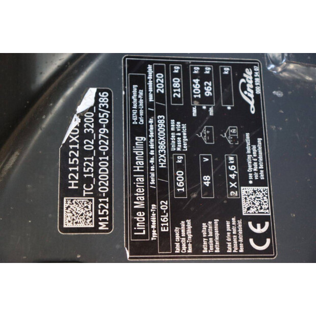 2020 Linde E16L-02-41338612