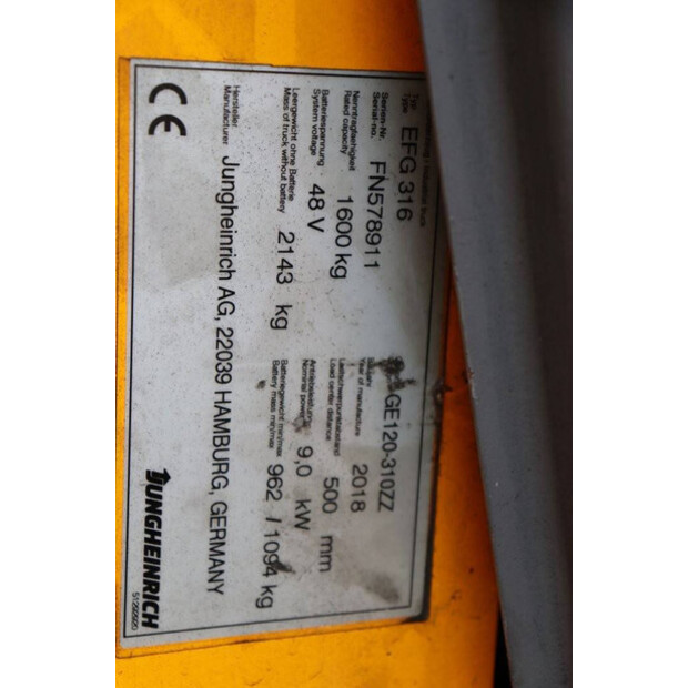 2018 Jungheinrich EFG 316-41340158