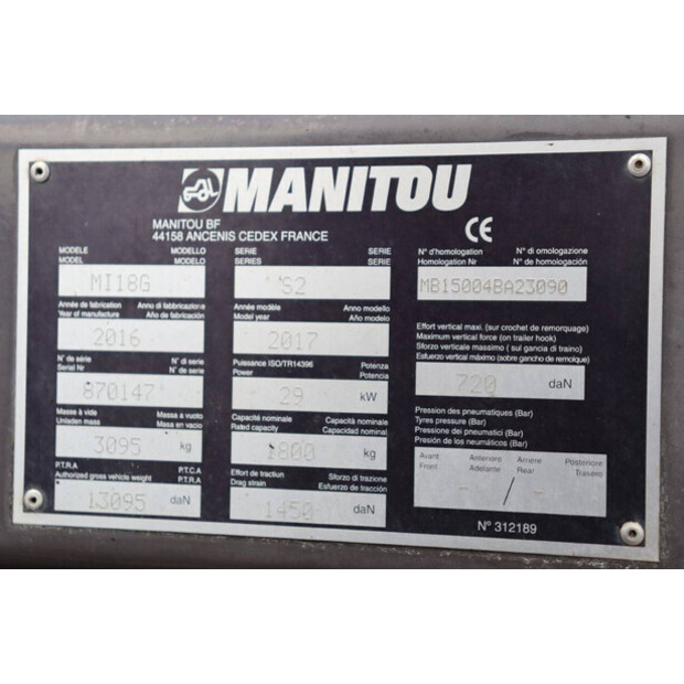 2016 Manitou MI18G-41362902