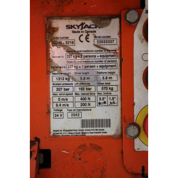2012 SkyJack SJ3219-41380460