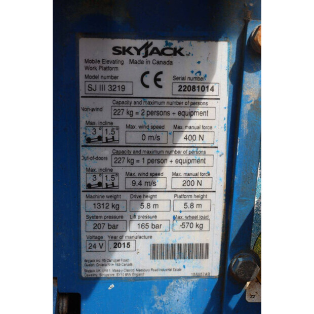 2015 SkyJack SJ III 3219-41545615