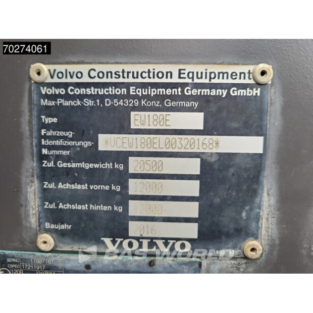 2016 Volvo EW180E-41587115