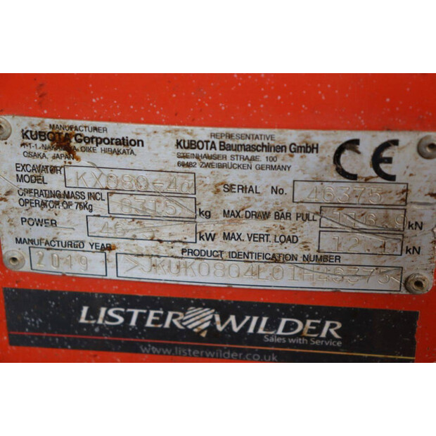 2019 KUBOTA KX080-4α-41737911