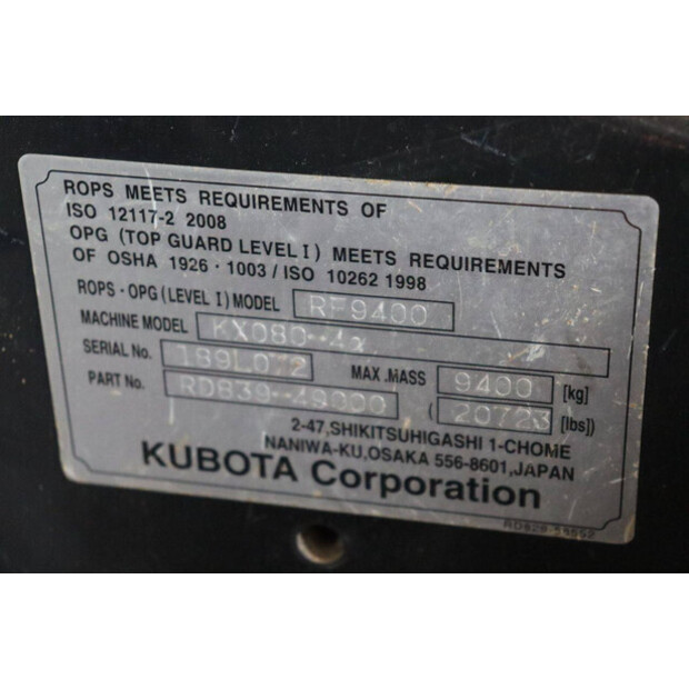 2019 KUBOTA KX080-4α-41737934