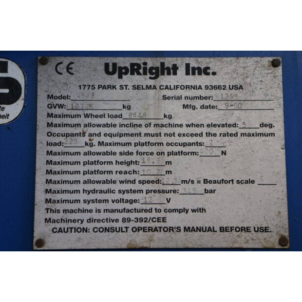 2000 UPRIGHT AB62RT-41741576
