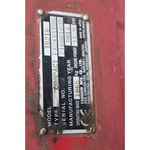 2014 TAKEUCHI TB216-41750940