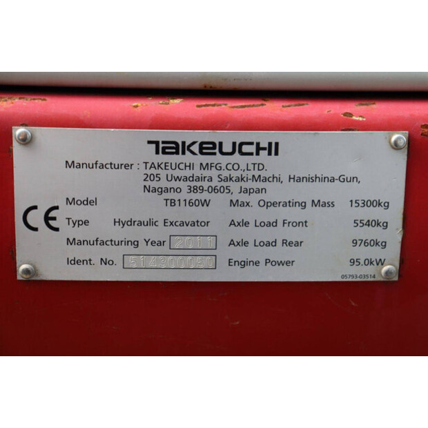 2011 TAKEUCHI TB1160W-41811079