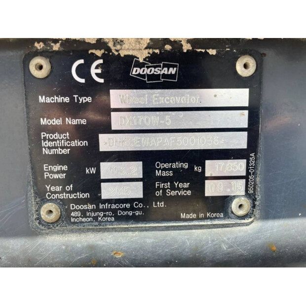 2015 Doosan DX170W-5-41834333