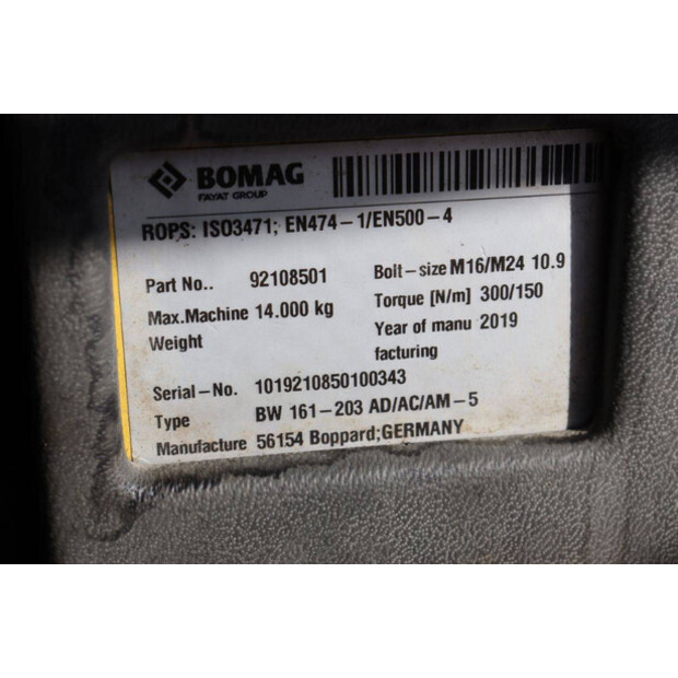 2019 BOMAG BW161 AD-5-41948628
