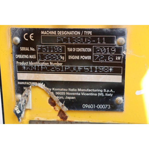 2019 Komatsu PC138US-11-41948715