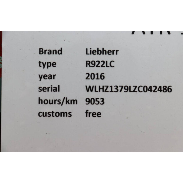 2016 Liebherr R922LC-41949702