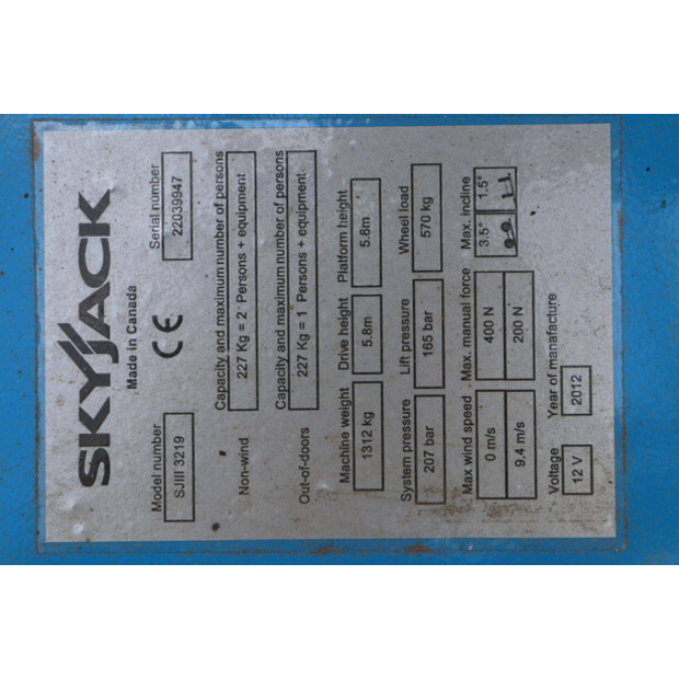 2012 SkyJack SJIII 3219-41950671