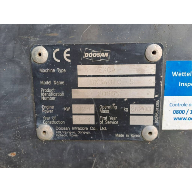 2018 Doosan DX340LC-5-42041555