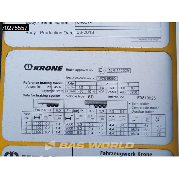 2018 Krone Thermo King SLXi 300-42151905
