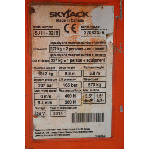 2014 SkyJack SJIII-3219-42177815