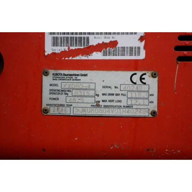 2016 KUBOTA KX080-4-42217343