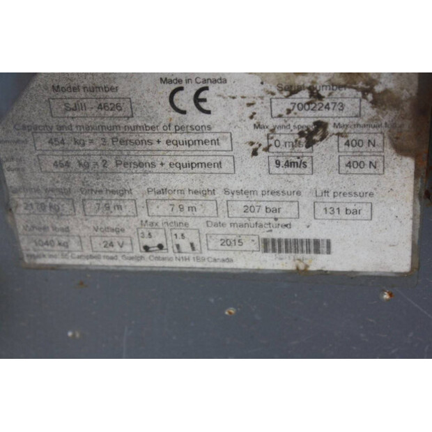 2015 SkyJack SJIII-4626-42222324
