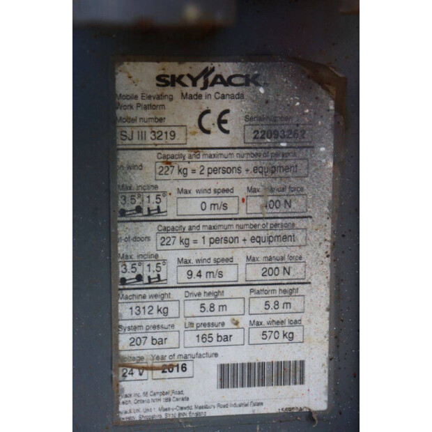 2016 SkyJack SJIII 3219-42327977