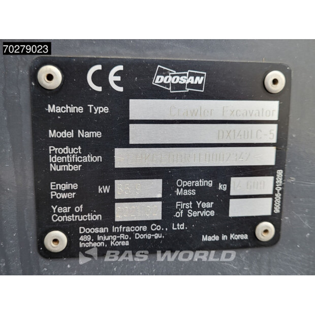 2021 Doosan DX140LC-5-42336235