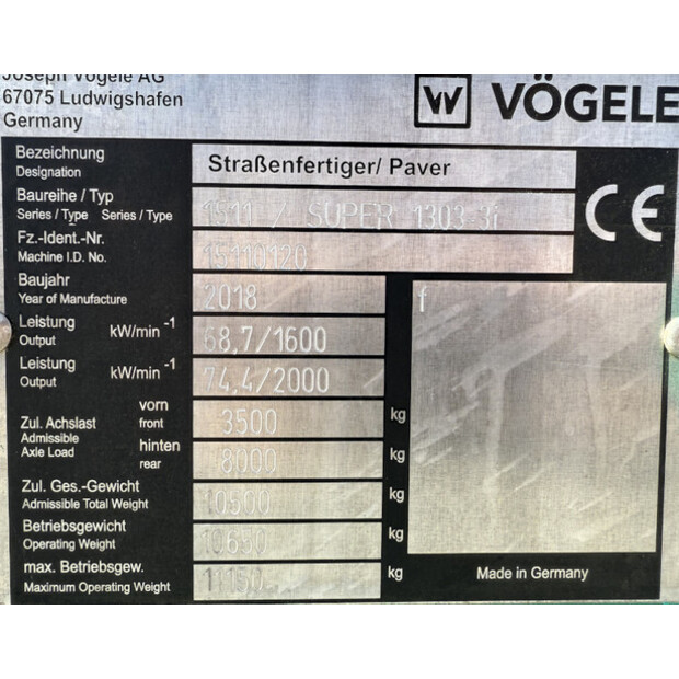 2018 VOGELE S 1303-3i-42493740