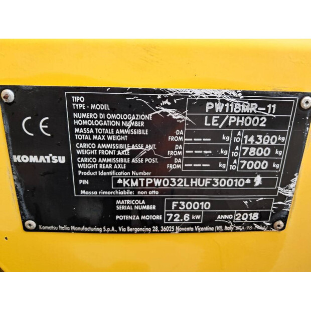 2018 Komatsu PW118MR-11-42516708
