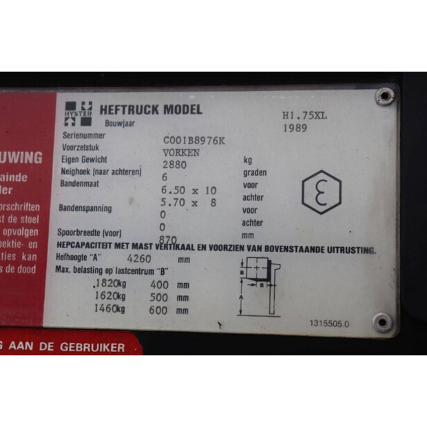 1989 Hyster H1.75xl-42642801