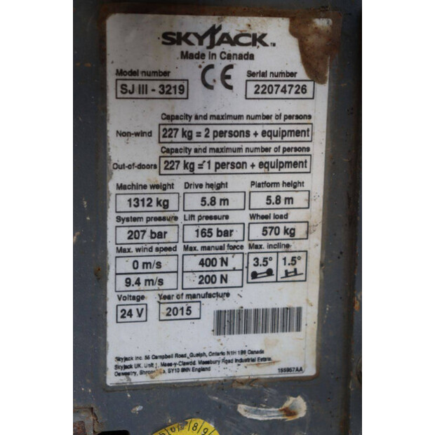 2015 SkyJack SJIII 3219-42780110