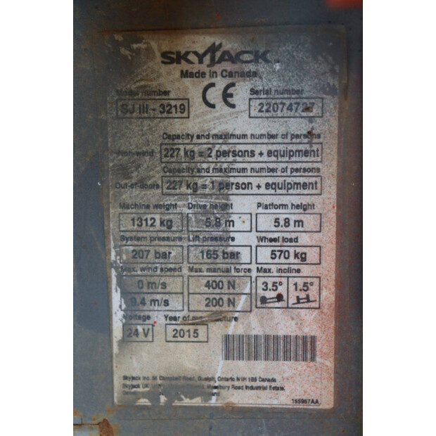 2015 SkyJack SJ III 3219-42781280