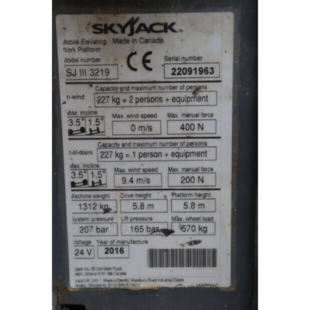 2016 SkyJack SJ III 3219-42781529