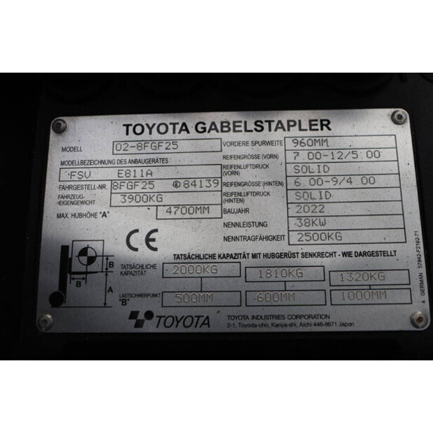 2022 Toyota 02-8FGF25-42808734