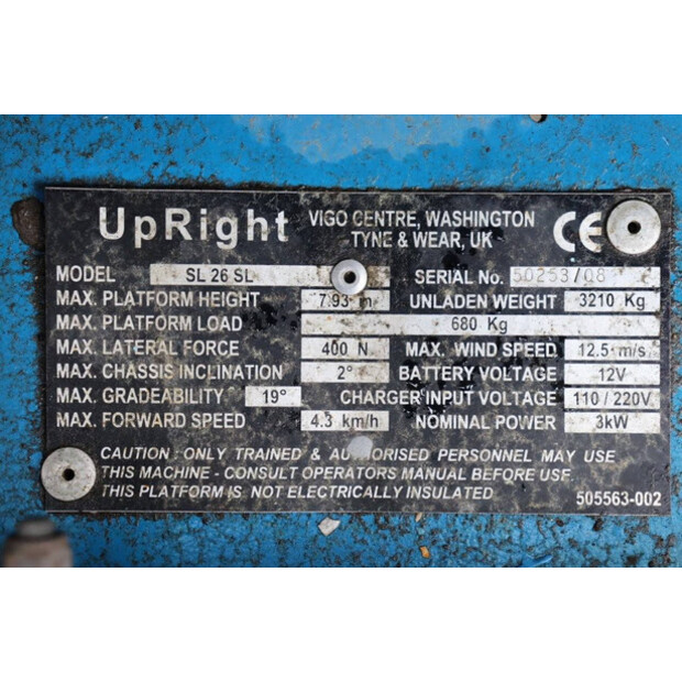 2008 UPRIGHT SL26SL-42809150
