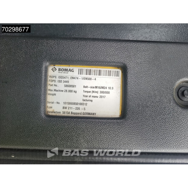 2017 BOMAG BW213 PDH-5 A/C-42912962