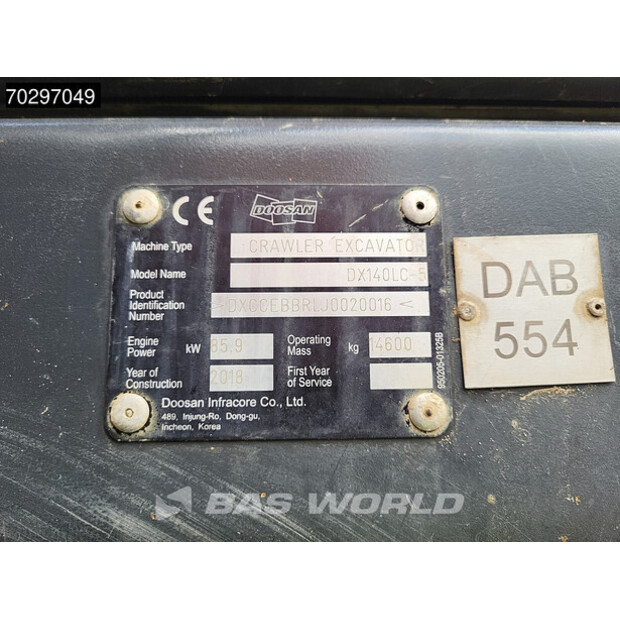 2018 دووسان DX140LC-5-42913377