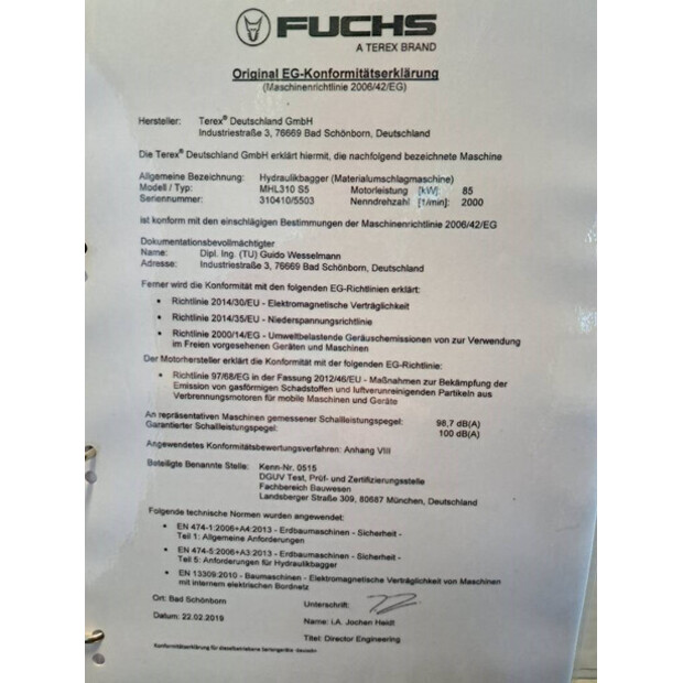 2019 FUCHS MHL310F-42956180