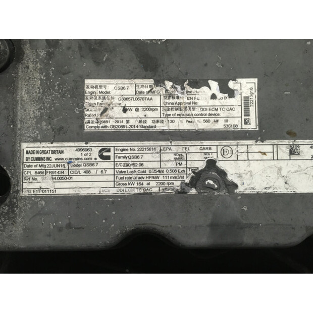 CUMMINS QSB6.7 COMMONRAIL USED-43009636