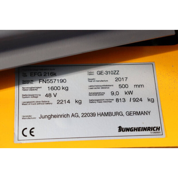 2017 Jungheinrich EFG 216K-43012862